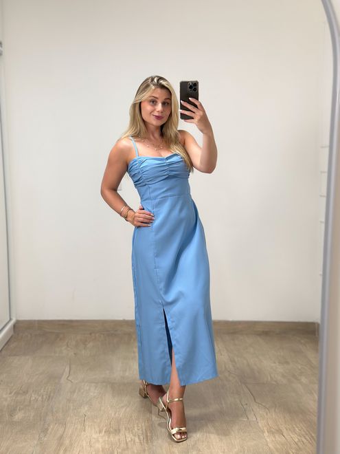 Vestido Midi Marrant Azul - 01486 - RAFITA MODA FEMININA