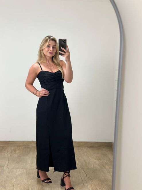 Vestido Midi Marrant Preto - 01490 - RAFITA MODA FEMININA