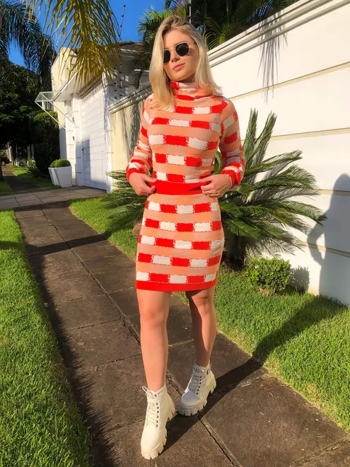 Conjunto Modal Xadrez Vermelho - 2866854 - RAFITA MODA FEMININA