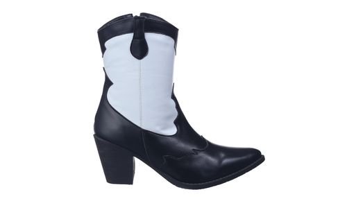 Bota Feminina Western Preta e Branca 23005 - 23005... - LOJADFLORA