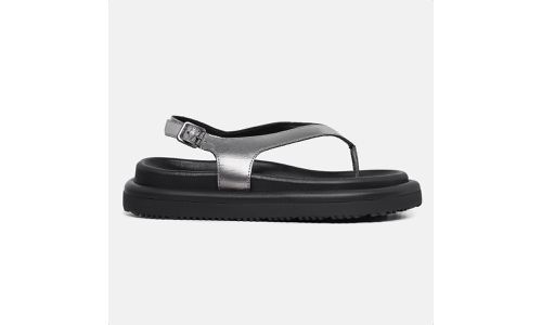 Sandalia Papete Feminina Betina Prata - GS309-Prat - LOJADFLORA