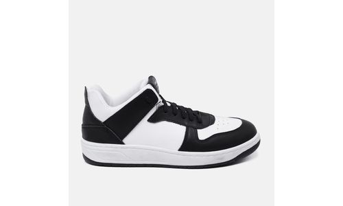 Tênis Jade Sneaker Feminino em Couro Preto e Branc... - LOJADFLORA
