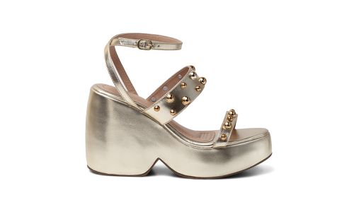Sandalia Feminina Anabela Alta 182172 Dourado - 18... - LOJADFLORA