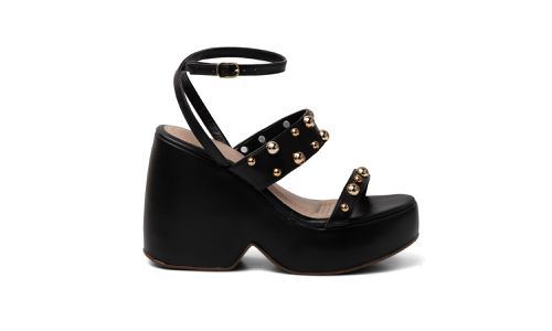 Sandalia Feminina Anabela Alta 182172 Preto - 1821... - LOJADFLORA