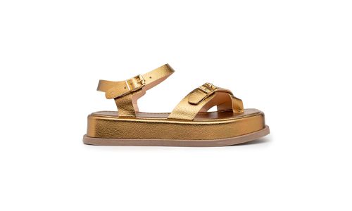 Papete Feminina Flat Plataforma em Floter Bronze 2... - LOJADFLORA