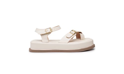 Papete Feminina Flat Plataforma em Napa Off White ... - LOJADFLORA