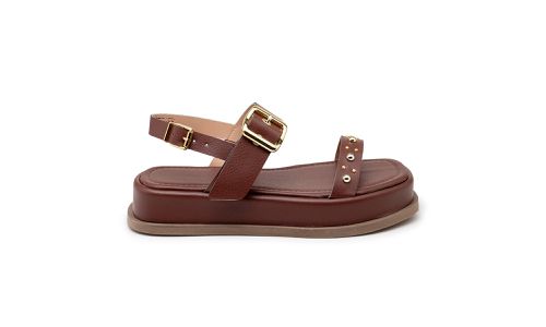 Papete Feminina Flat Plataforma em Napa Cacau 2342... - LOJADFLORA