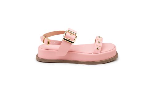 Papete Feminina Flat Plataforma em Napa Rosa 23420... - LOJADFLORA