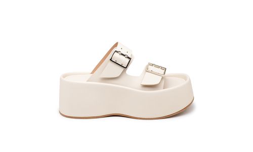 Papete Flat Feminina em Napa Off White 5000 - 5000... - LOJADFLORA