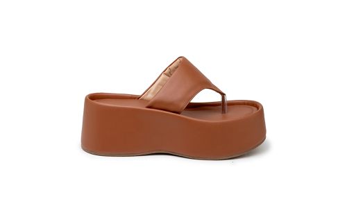 Papete Flat Feminina em Napa Caramelo 5100 - 5100-... - LOJADFLORA