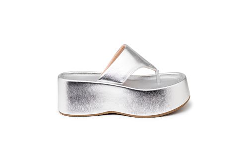 Papete Flat Feminina em Floter Prata 5100 - 5100-F... - LOJADFLORA