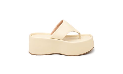 Papete Flat Feminina em Napa Off White 5100 - 5100... - LOJADFLORA