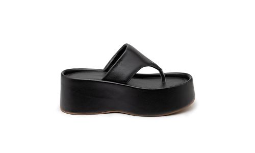 Papete Flat Feminina em Napa Preto 5100 - 5100-Pre... - LOJADFLORA