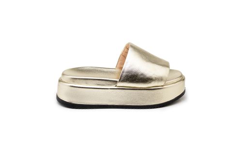 Tamanco Papete Flatform Feminina Ouro Light 5300 -... - LOJADFLORA