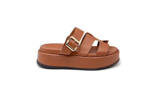 Papete Flat Feminina em Napa Caramelo 5301 - 5301-... - LOJADFLORA