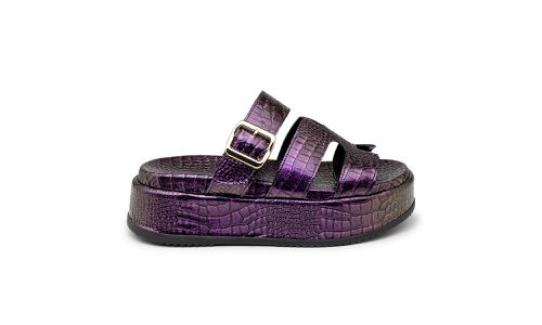 Papete Flat Feminina em Napa Croco Roxo 5301 - 530... - LOJADFLORA