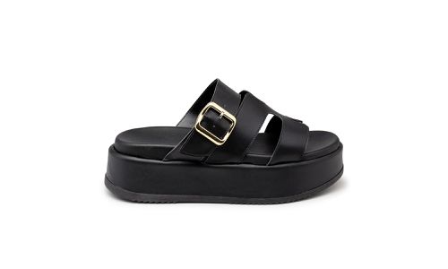 Papete Flat Feminina em Napa Preto 5301 - 5301-Pre... - LOJADFLORA