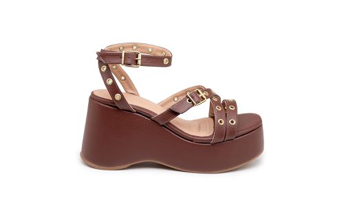 Sandalia Feminina Anabela Média 9100 Cacau - 9100-... - LOJADFLORA