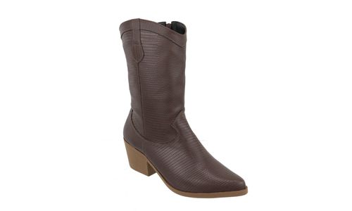 Bota Feminina Texana Cano Médio Lizard Marrom 2301... - LOJADFLORA