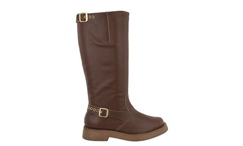 Bota Feminina Biker Rasteira Fivelas Napa Soft Cac... - LOJADFLORA