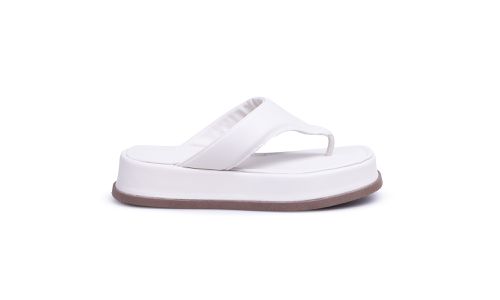 Papete Flat Feminina em Napa Off White 23300 - 233... - LOJADFLORA
