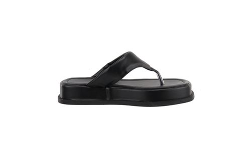 Papete Flat Feminina em Napa Preto 23300 - 23300-P... - LOJADFLORA