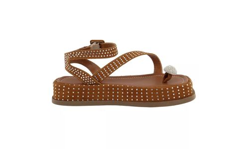 Papete Feminina Flat Plataforma em Napa Caramelo c... - LOJADFLORA