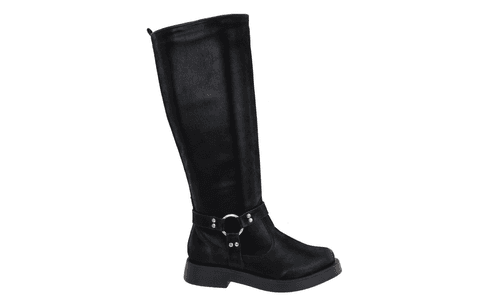 Bota Feminina Biker Rasteira Fivelas Napa Preto 20... - LOJADFLORA
