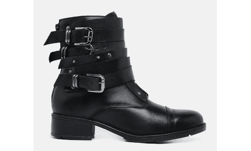 Bota Cano Baixo Com Fivela Elisa Preta - GS188 PRE... - LOJADFLORA