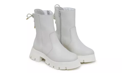 Bota Coturno Cadarço Cano Alto Off White 15004 - 1... - LOJADFLORA