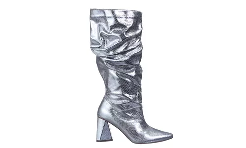 Bota Feminina Slouchy Metalizada Prata 23021 - 230... - LOJADFLORA