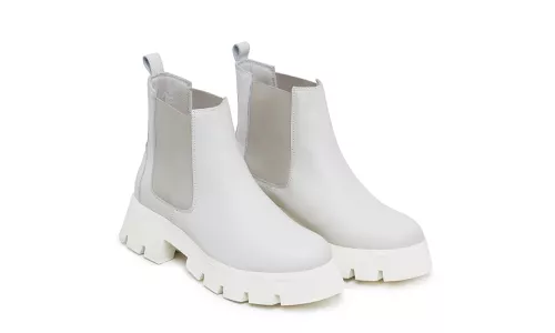 Bota Chelsea Feminina em Couro Off White 15025 - 1... - LOJADFLORA