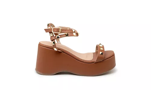 Sandalia Feminina Anabela Média 9001 Caramelo - 90... - LOJADFLORA