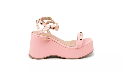 Sandalia Feminina Anabela Média 9001 Rosa - 9001-R... - LOJADFLORA