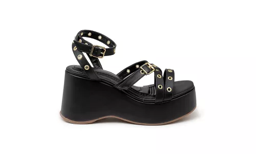 Sandalia Feminina Anabela Média 9100 Preto - 9100-... - LOJADFLORA