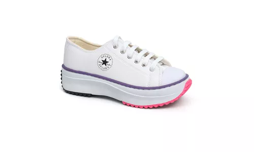 Tênis D'flora Star Clássico Plataforma Branco com ... - LOJADFLORA