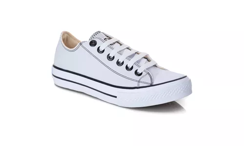 Tênis D'flora Star Tradicional Branco Courino - St... - LOJADFLORA