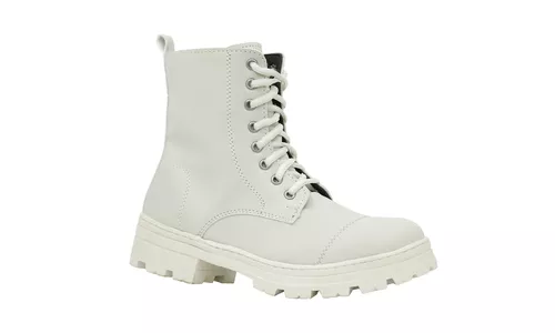 Coturno Tratorado Blogueira Off White 9001 - 900-O... - LOJADFLORA