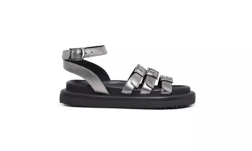Sandalia Papete Feminina Laura Prata - GS310-Prata - LOJADFLORA