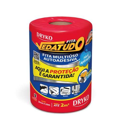 FITA ALUMINIZADA 20 CM X 10MTS VEDA TUDO [DRYKO] - CS Tintas