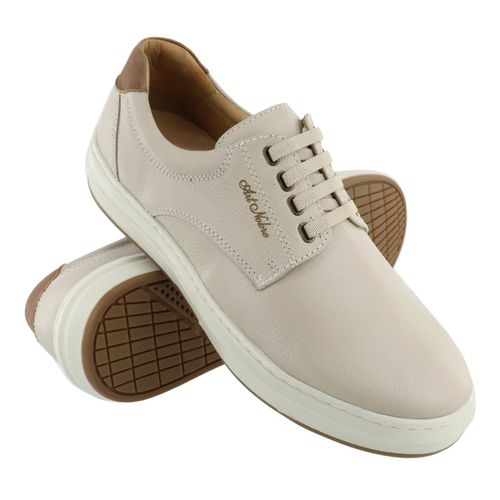 Sapatênis Casual 100% Couro Masculino Gelo - Ref. 3115 - ART NOBRE CALÇADOS ONLINE