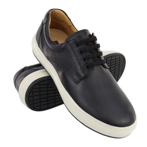 Sapatênis Casual 100% Couro Masculino Preto - Ref. 3115 - ART NOBRE CALÇADOS ONLINE