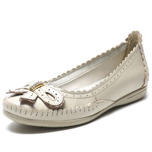 Sapatilha Feminina Off White de Couro - Ref. 1924 - ART NOBRE CALÇADOS ONLINE