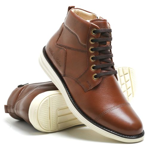 Bota Urbana Masculina Cano Curto Pinhão 100% Couro - Ref. 2023 - ART NOBRE CALÇADOS ONLINE