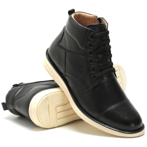 Bota Urbana Masculina Cano Curto Preto 100% Couro - Ref. 2023 - ART NOBRE CALÇADOS ONLINE