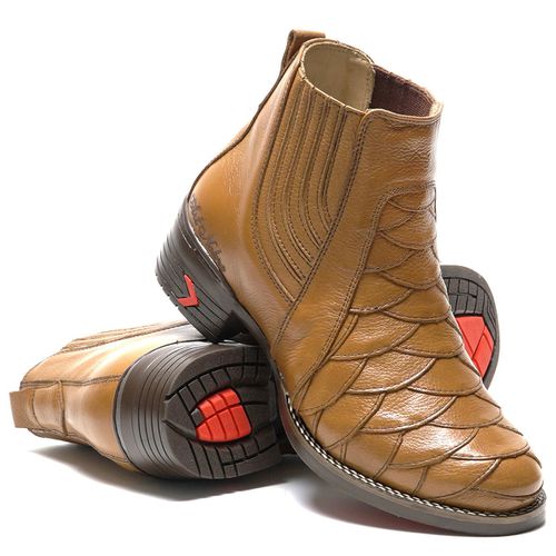 Botina Texana Escama Masculina Castor 100% Couro - 2025 - ART NOBRE CALÇADOS ONLINE