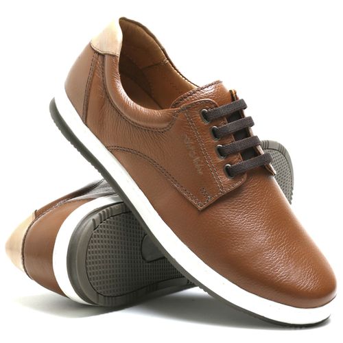 Sapatênis Casual 100% Couro Masculino Whisky - Ref. 3115 - ART NOBRE CALÇADOS ONLINE