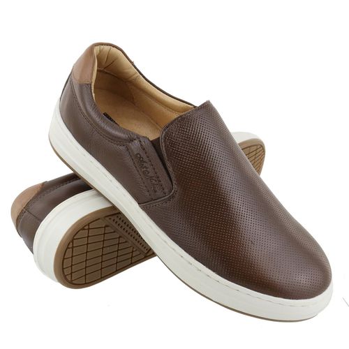 Sapatênis Masculino Iate 100% Couro Café - Ref. 3102 - ART NOBRE CALÇADOS ONLINE