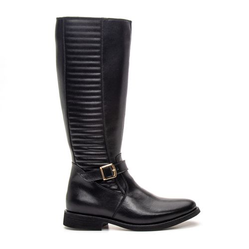 BOTA MONTARIA METALASSÊ FEMININA COURO PRETO