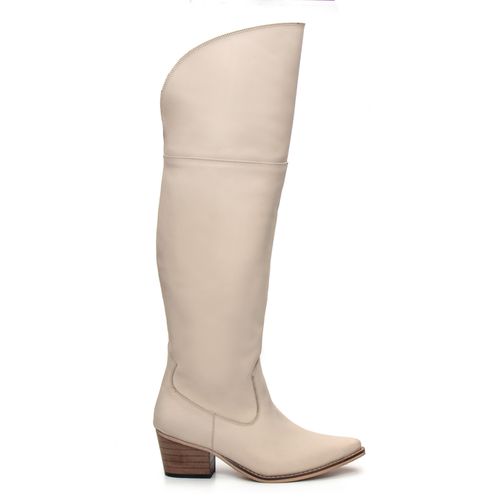 BOTA TEXANA OVER FEMININA COURO OFF WHITE 